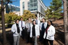 group of MD students outside building