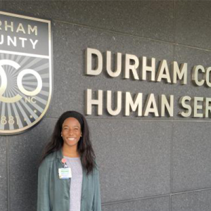 Evlyn Samuel, a third-year medical student at Duke, is interning this year with the Lincoln Community Health Center at its satellite location at the Durham County Human Services in downtown Durham.